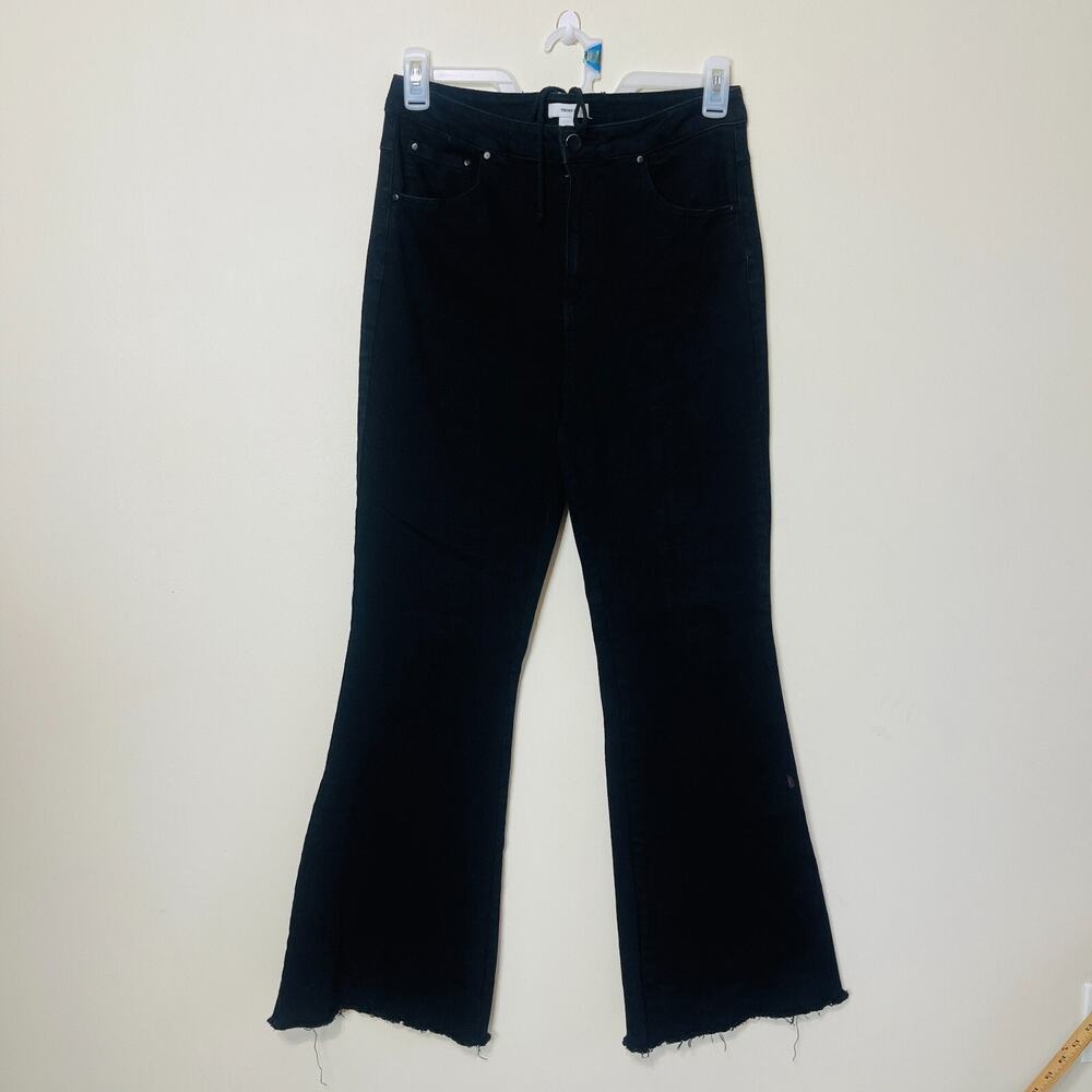 Forever 21 Womens Slim Fit Flare Leg Jeans Back Tie Design‎ Size 31 Black